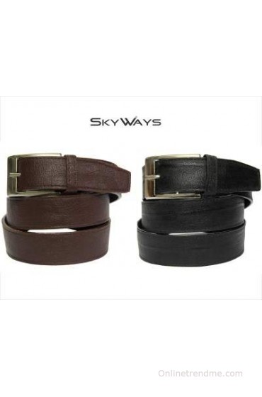 SkyWays Men Formal, Casual Black, Brown Genuine Leather Belt(Black-02)